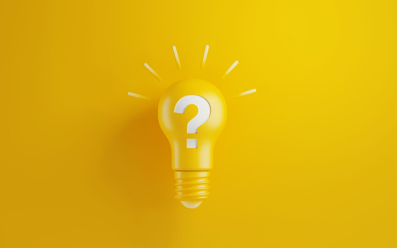 Light bulb with a question mark on a yellow background.
